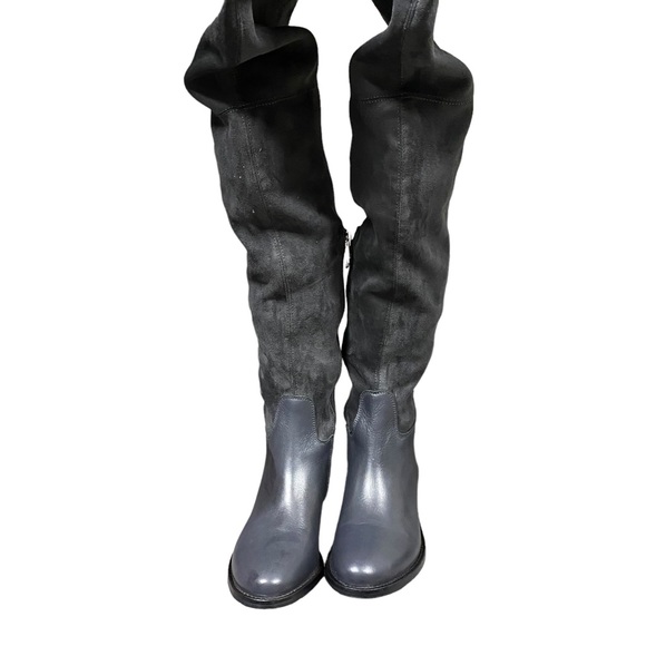 RUDSAK - Navy Blue leather & micro suede knee high riding boots with zip closure - Picture 4 of 16